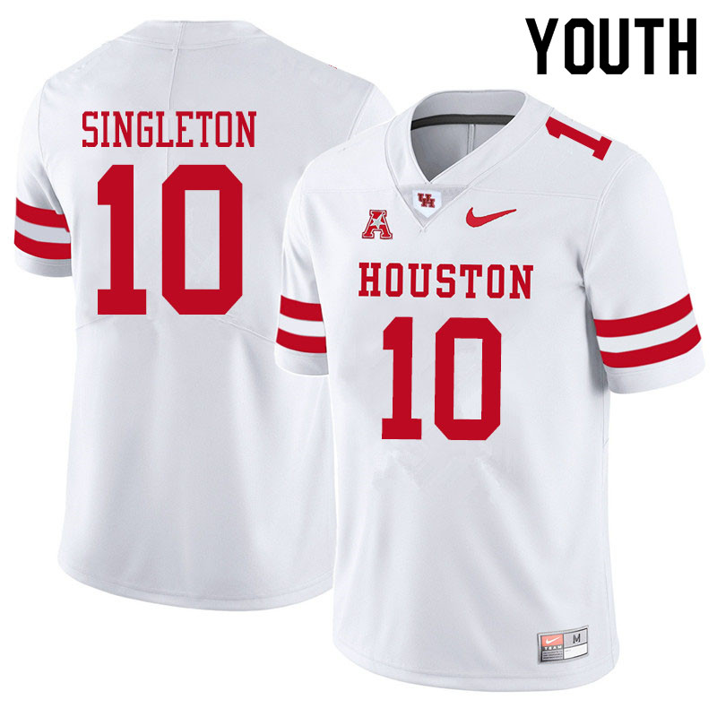 Youth #10 Jeremy Singleton Houston Cougars College Football Jerseys Sale-White - Click Image to Close
